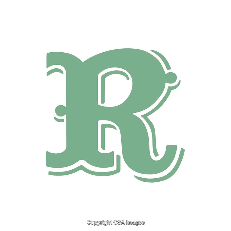 Elegant Decorative Green R Letter on White Background