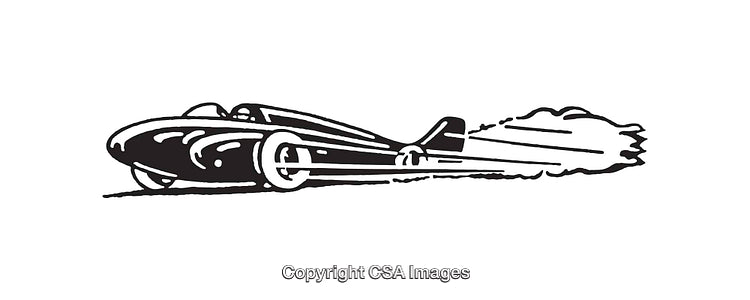 Retro Style Black and White Race Car Illustration With Speed Effect