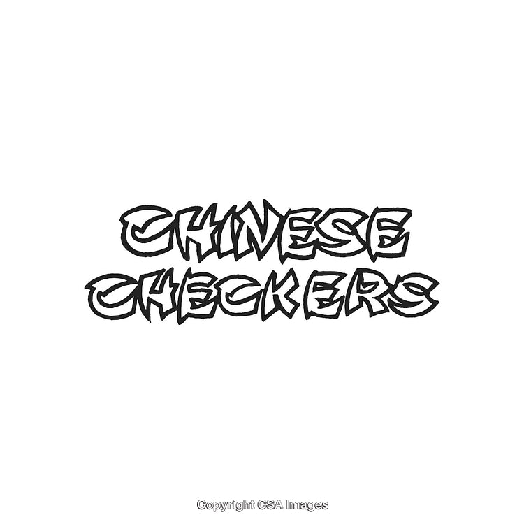 Graffiti Style Text Reading 'Chinese Checkers' On White Background