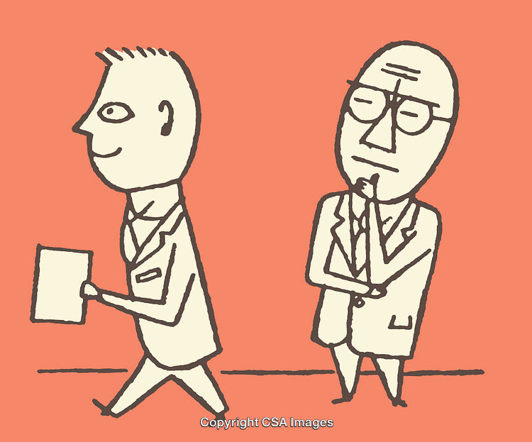 Cartoon Illustration of Two Businessmen in a Unique Art Style