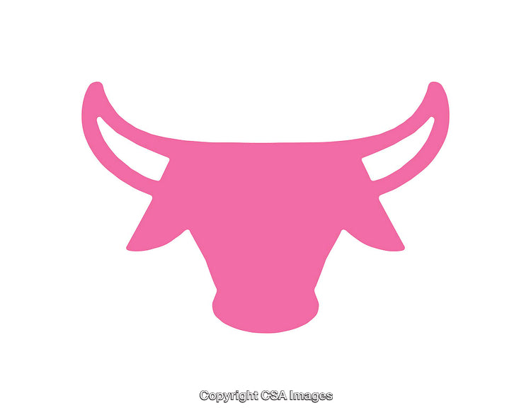 Minimalist Pink Bull Head Icon Design on a White Background