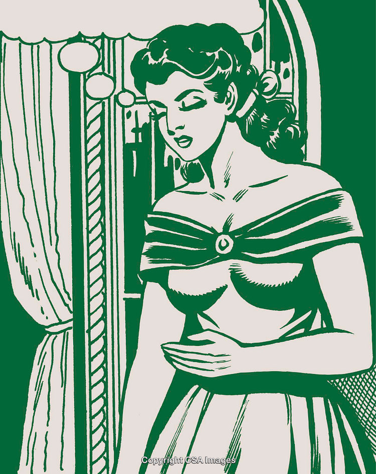Elegant Illustration of a Woman in a Vintage Art Style
