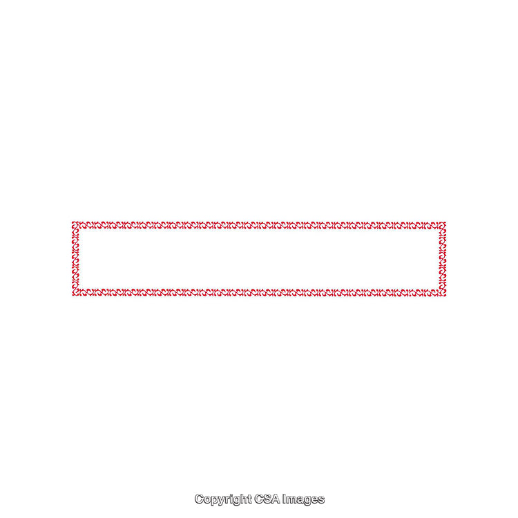 Rectangular Ornamental Frame with Red Intricate Pattern on White Background
