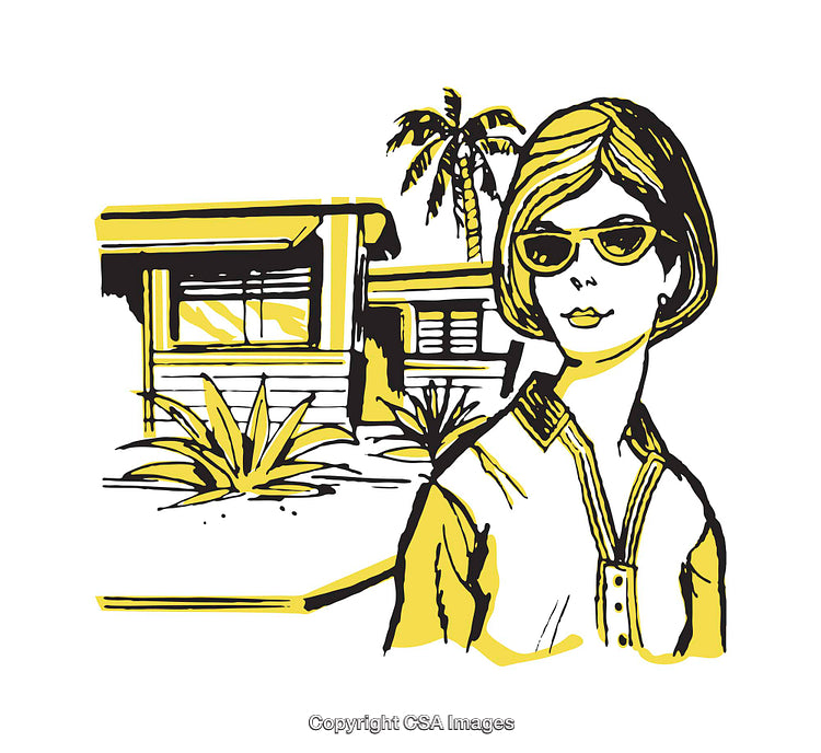 Retro Style Illustration of Woman With Sunglasses by Mid-Century Home