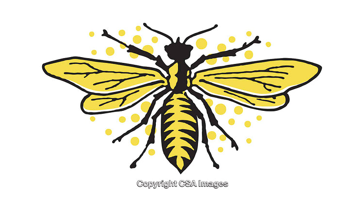 Vibrant Illustration of a Yellow Bee with Abstract Dotted Background
