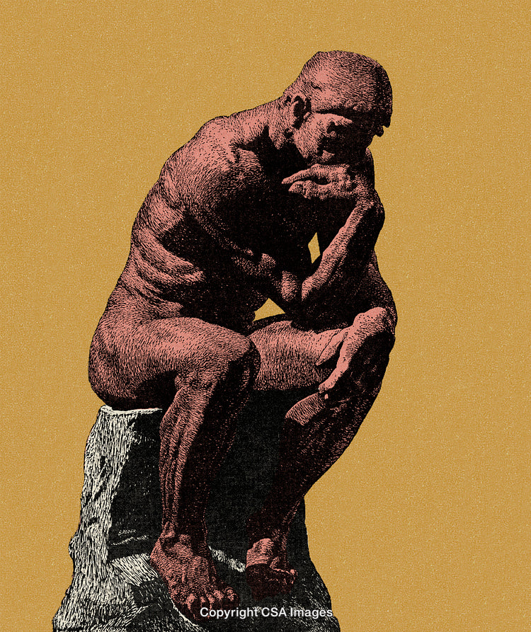 Artistic Representation of a Pensive Thinker in Vintage Color Style