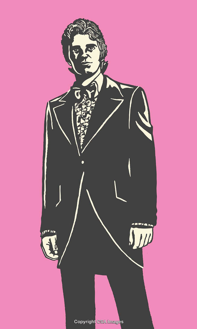 Retro Style Line Art Illustration of a Man in Formal Attire