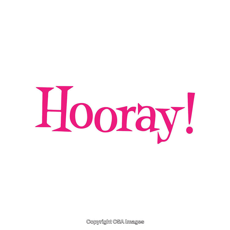Bright Pink Hooray Text on White Background Celebrating Achievement and Joy