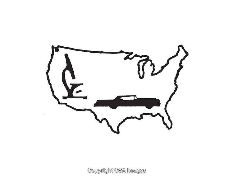 Creative Map Illustration Featuring USA Outline with Car Motif