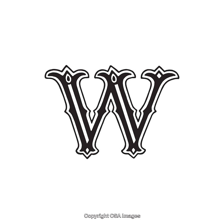 Elegant Serif Letter W With Ornate Design On White Background