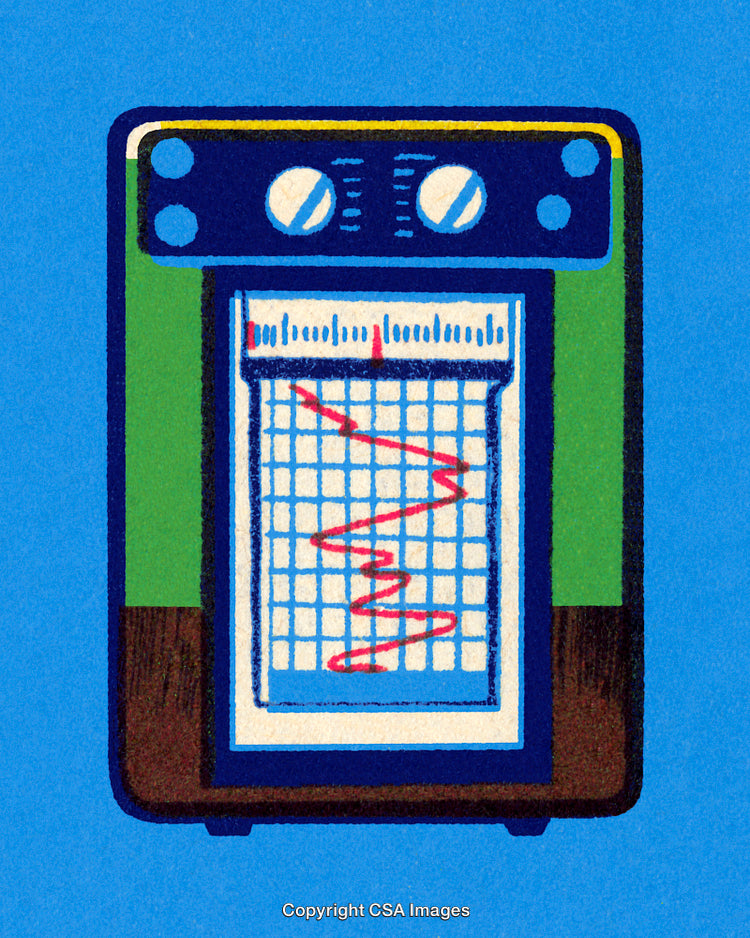 Stylized Illustration of a Medical Device with Chart and Bright Colors