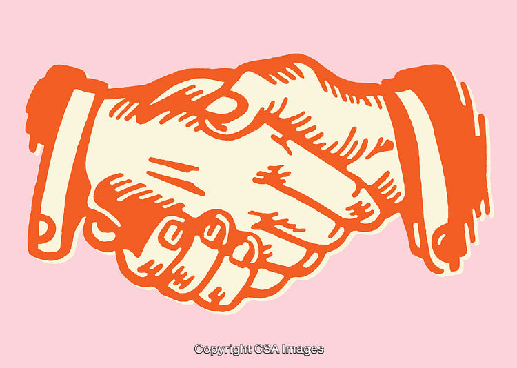 Color Illustration of a Handshake Symbolizing Unity and Partnership On a Pink Background