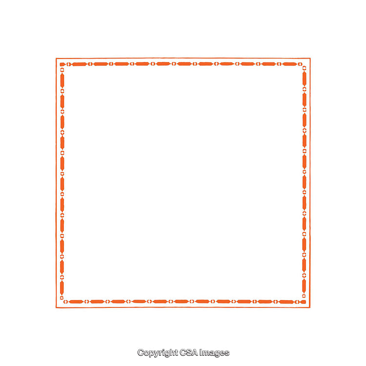 Abstract Orange Decorative Frame with Simple Geometric Pattern on White Background
