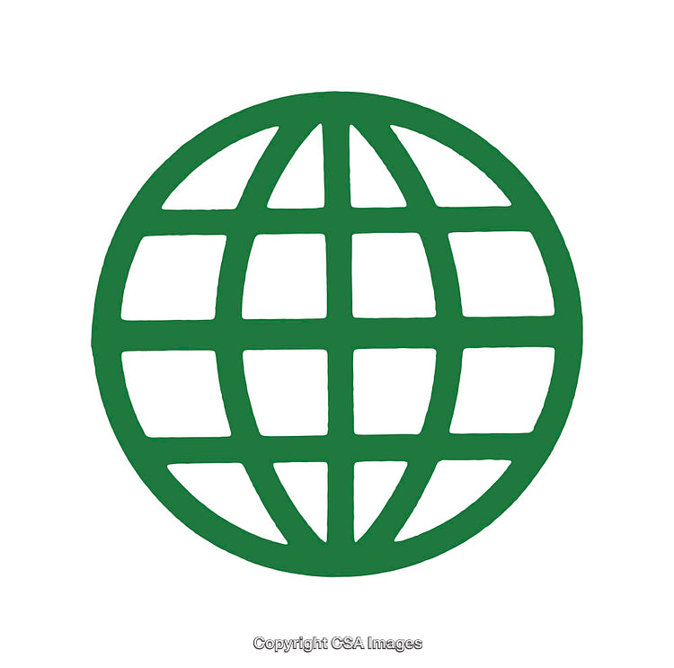 Green Globe Icon Representing Global Connections on White Background