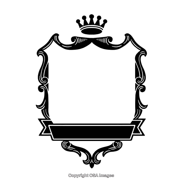 Elegant Black And White Border Design with Ornamental Details and Crown Emblem