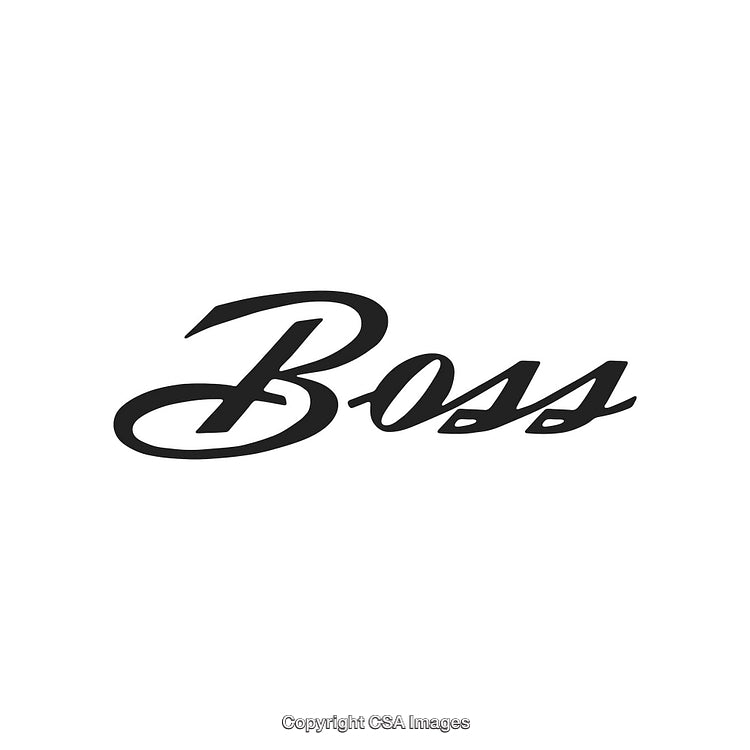 Stylish Black Script Logo Design Featuring the Word Boss on White Background