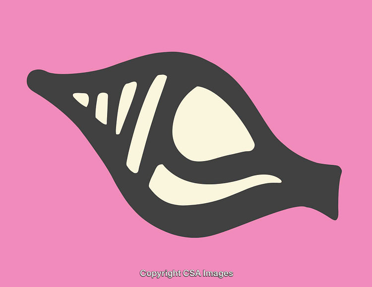 Abstract Black and White Shell on Pink Background Design