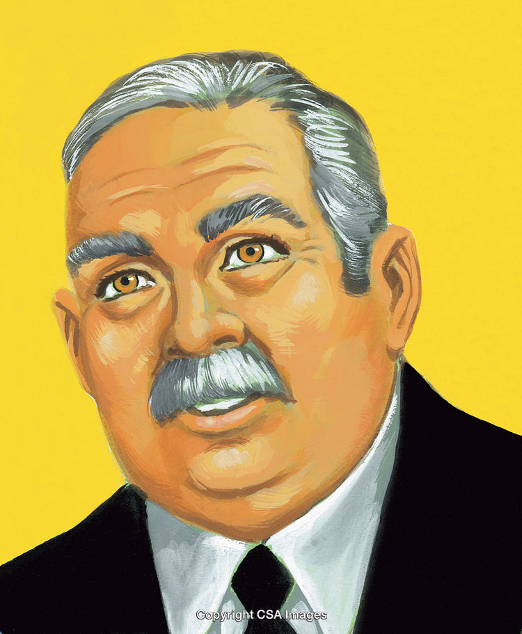Colorful Portrait Illustration of an Elderly Man in a Formal Attire