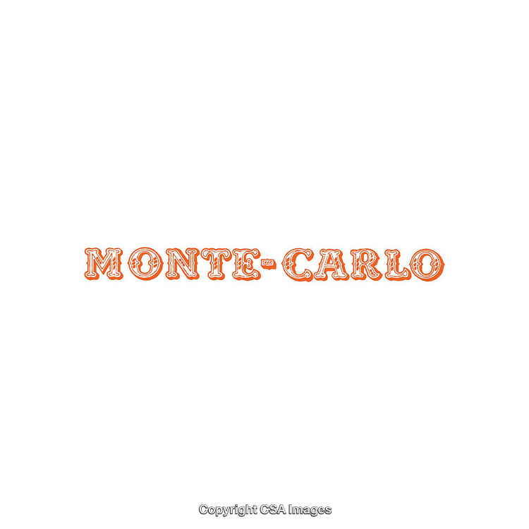 Orange Decorative Monte Carlo Text Illustration on a White Background