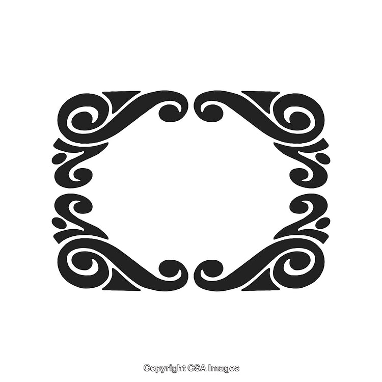 Decorative Black And White Swirl Border Design Element