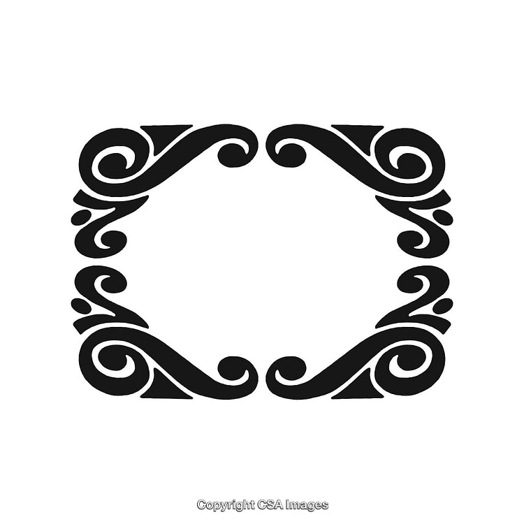 Decorative Black And White Swirl Border Design Element