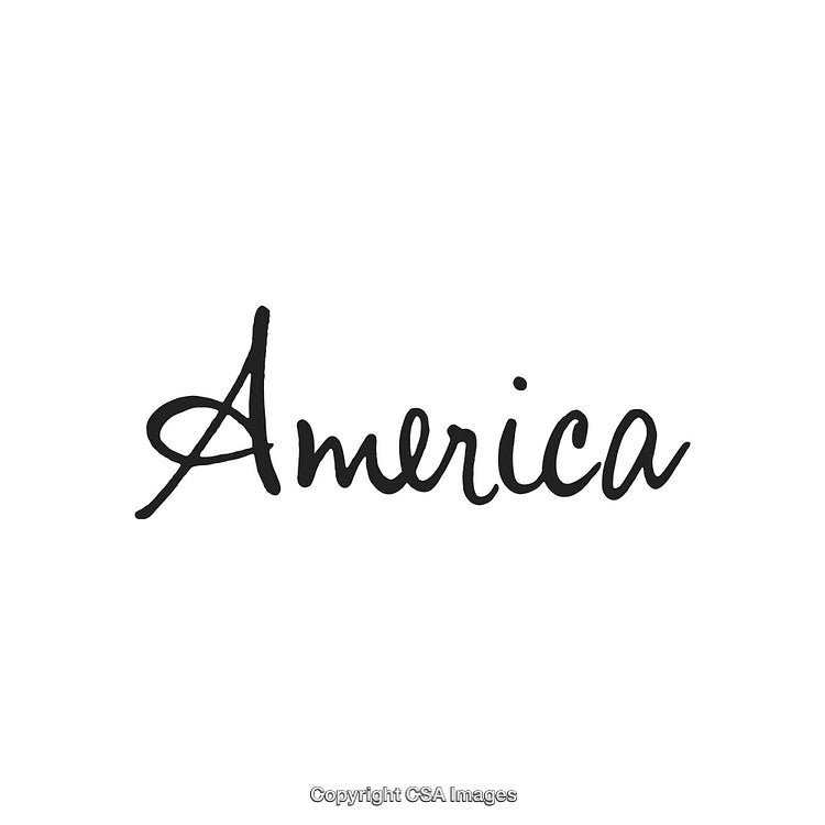 Handwritten Script of America in Stylish Black Typography on White Background