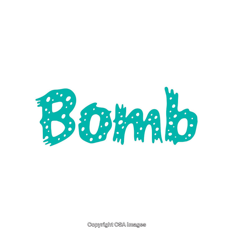 Bold Teal Font Design Featuring Word 'Bomb' With a Fun Style