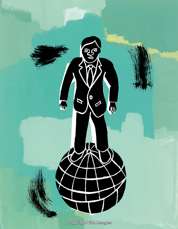 Man Standing on a Globe