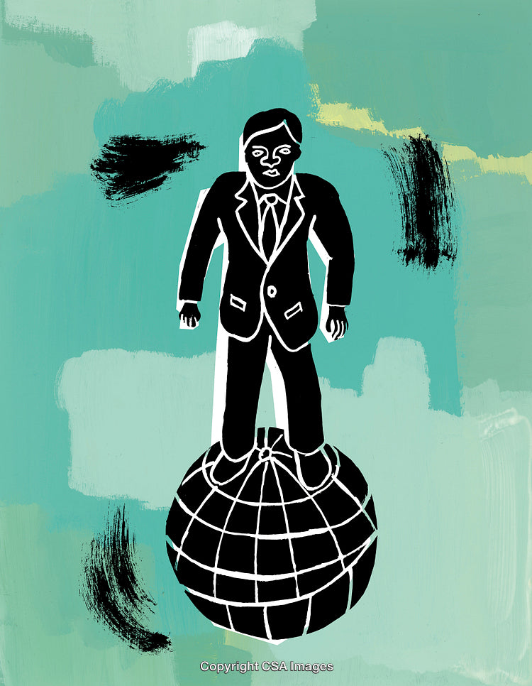 Man Standing on a Globe