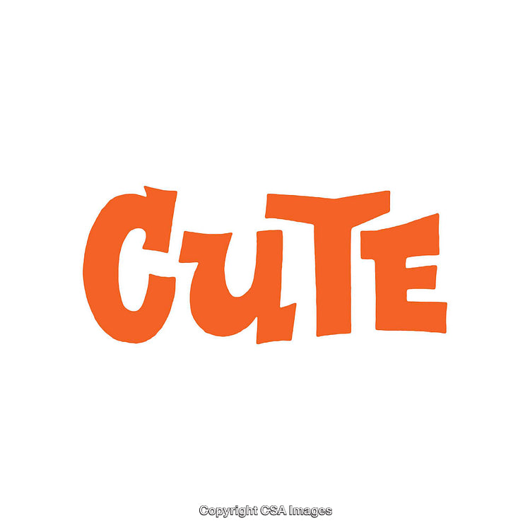 Bold Orange Typography Displaying the Word Cute on White Background