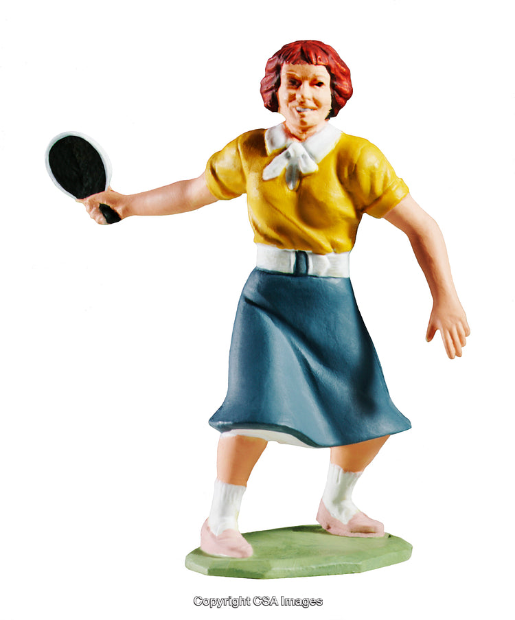 Close-Up of a Figurine Depicting a Female Playing Table Tennis