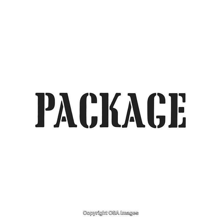 Bold Typography Of The Word 'Package' In Black On White Background