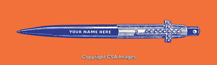 Creative Pen as Unique Sword Illustration on Bold Orange Background