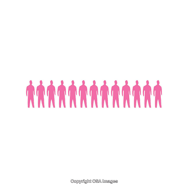 Row of Pink Silhouettes Representing Unity and Community on White Background