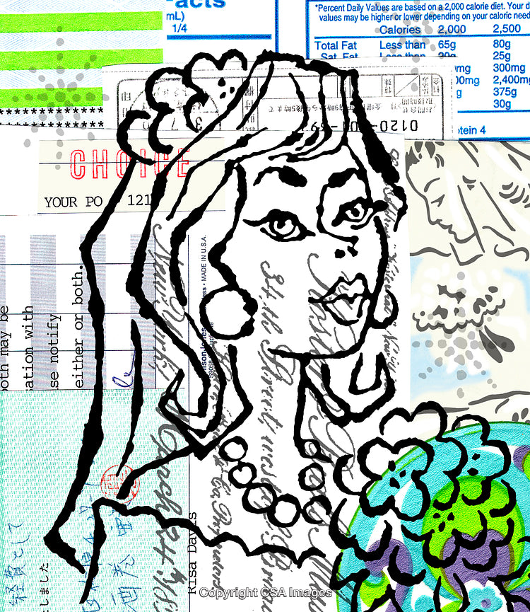 Abstract Art of a Woman with Vintage Collage Elements