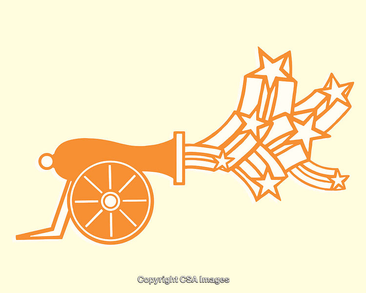 Orange Illustration of Cannon Shooting Stars in Motion