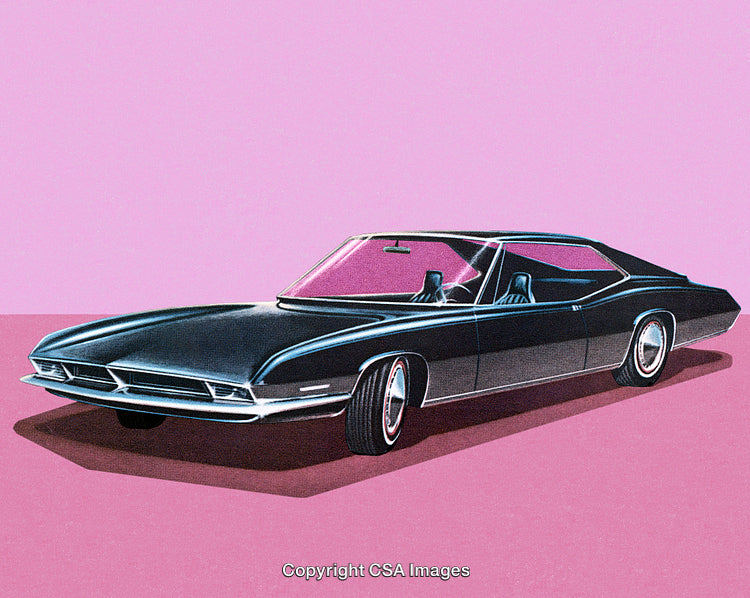 Classic Black Luxury Car Illustration With Pink Background