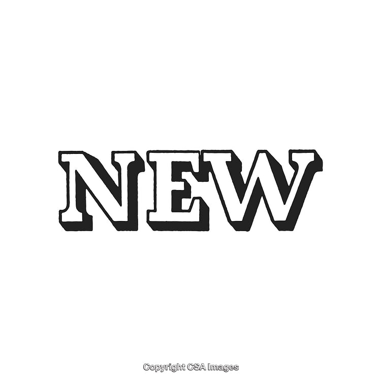 Stylized Black And White 'New' Word Graphic With Bold Serif Typeface