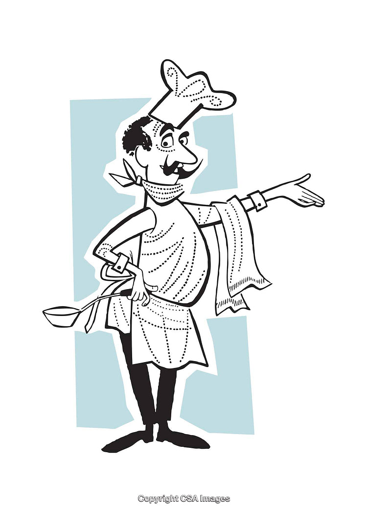 Vintage Illustration of a Chef Gesturing with Enthusiasm