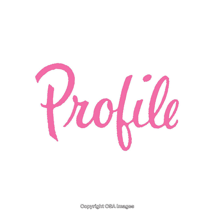 Pink Calligraphy Text with the Word Profile on White Background