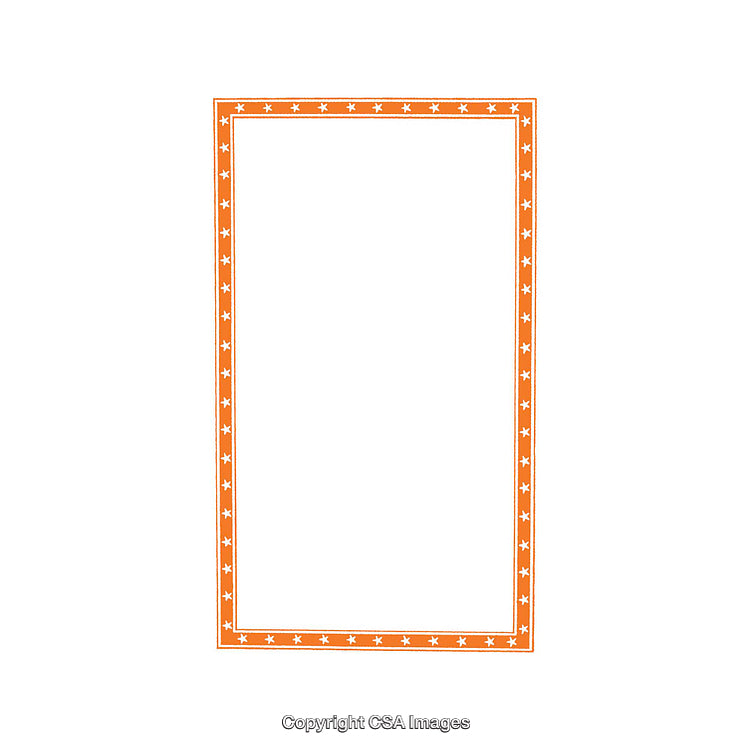 Orange Decorative Frame with Star Pattern on White Background