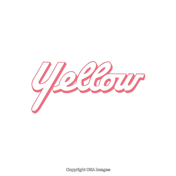 Yellow Word Design Featuring Pink Outline with Stylish Typeface