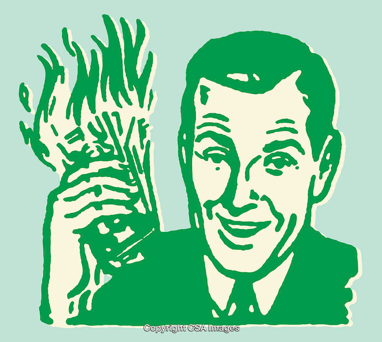 Retro Artwork Featuring Man with Money in Pop Art Style