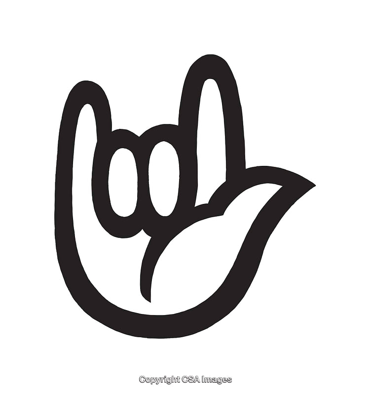 Black and White Line Art Illustration of a Hand Gesture for Communication