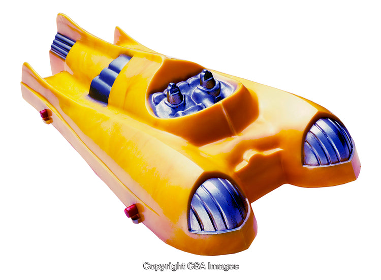 Bright Yellow Toy Vehicle With Sleek Design and Blue Accents
