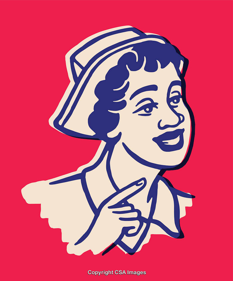 Vintage Line Art Illustration of a Smiling Woman in Retro Style