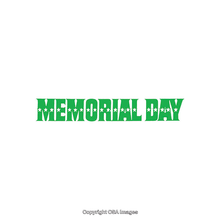 Memorial Day Typography Design in Green with Stars for Celebratory Usage