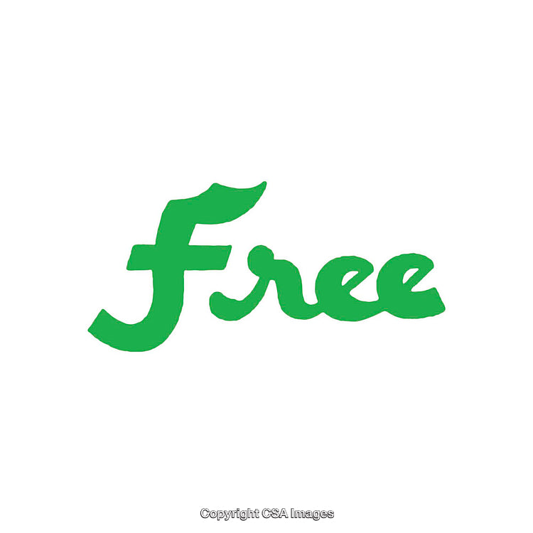 Green Text of the Word Free on a White Background