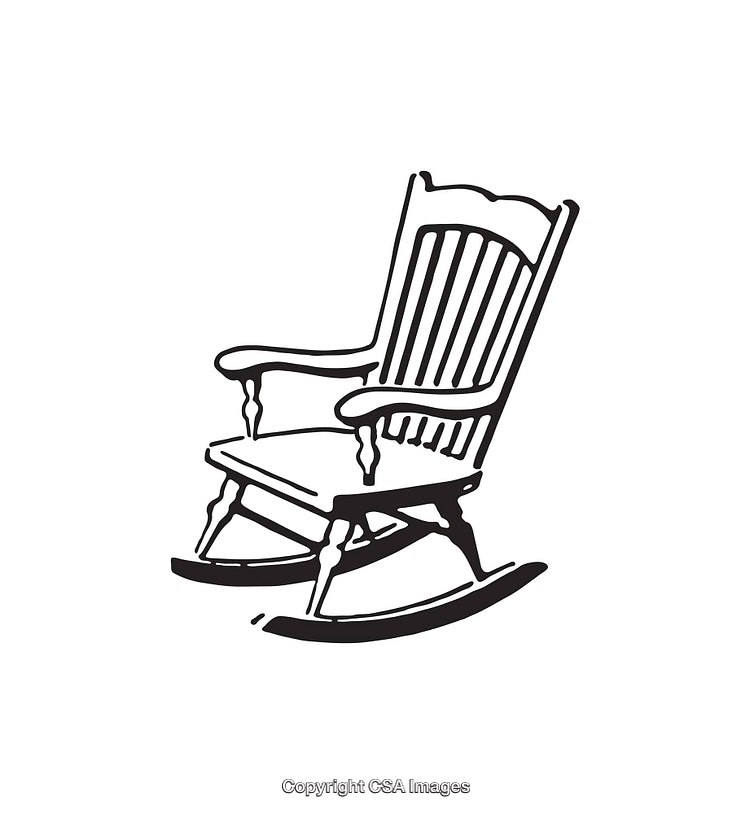 Black and White Line Art Illustration of a Classic Rocking Chair