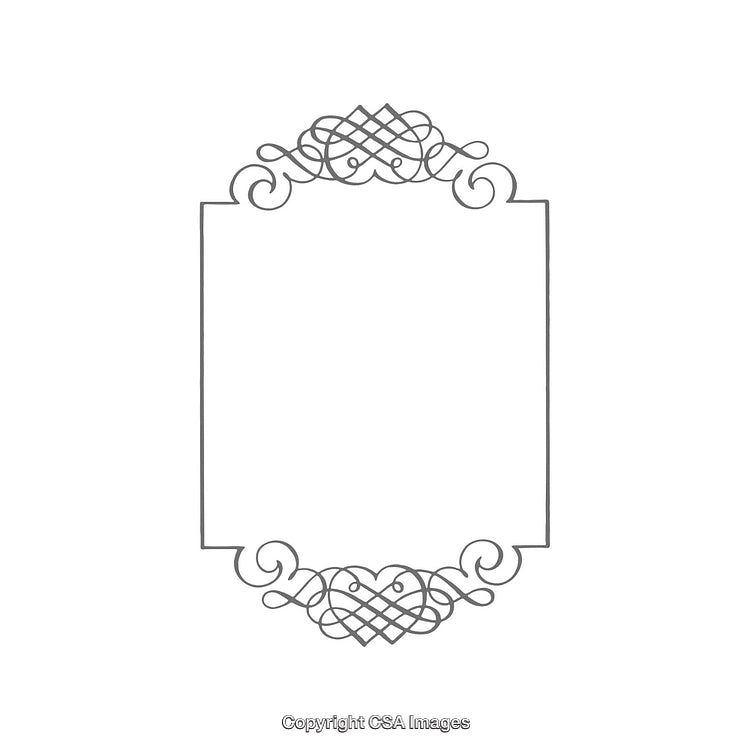 Elegant Ornamental Frame with Decorative Curves and Swirls on White Background